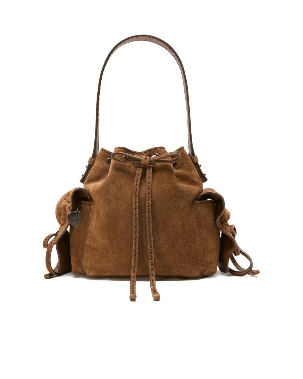 Acne Brown Mini Multipocket Suede Shoulder Bag