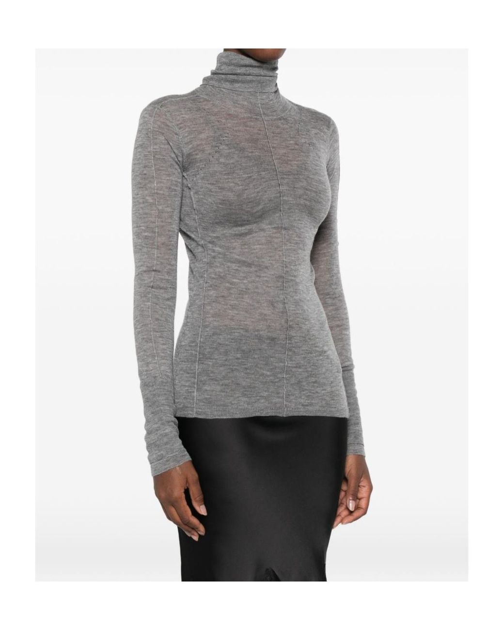 Elisabetta Franchi Gray Roll-Neck Wool Top