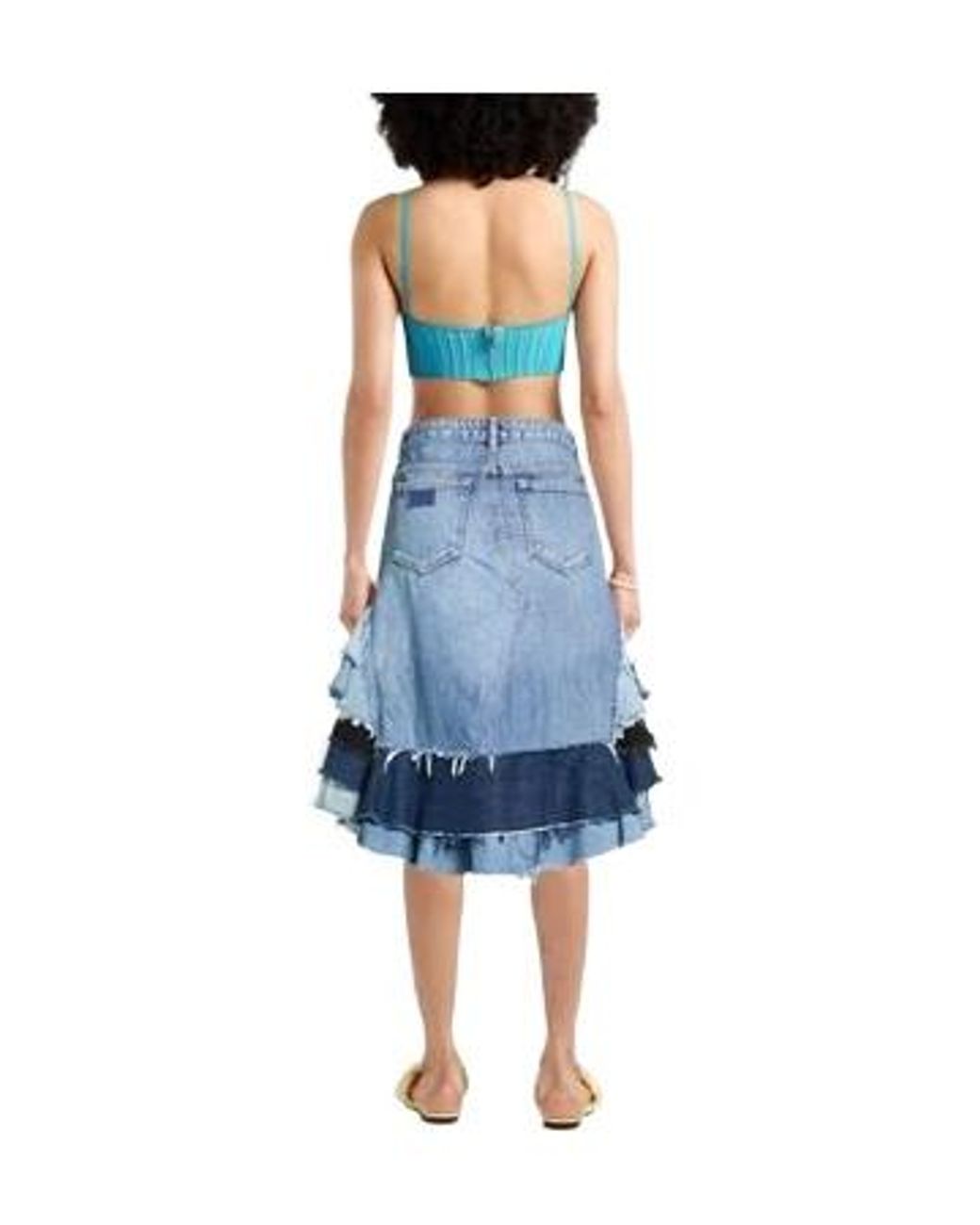Ganni Blue Multi-Tonal Patchwork Denim Mini Skirt