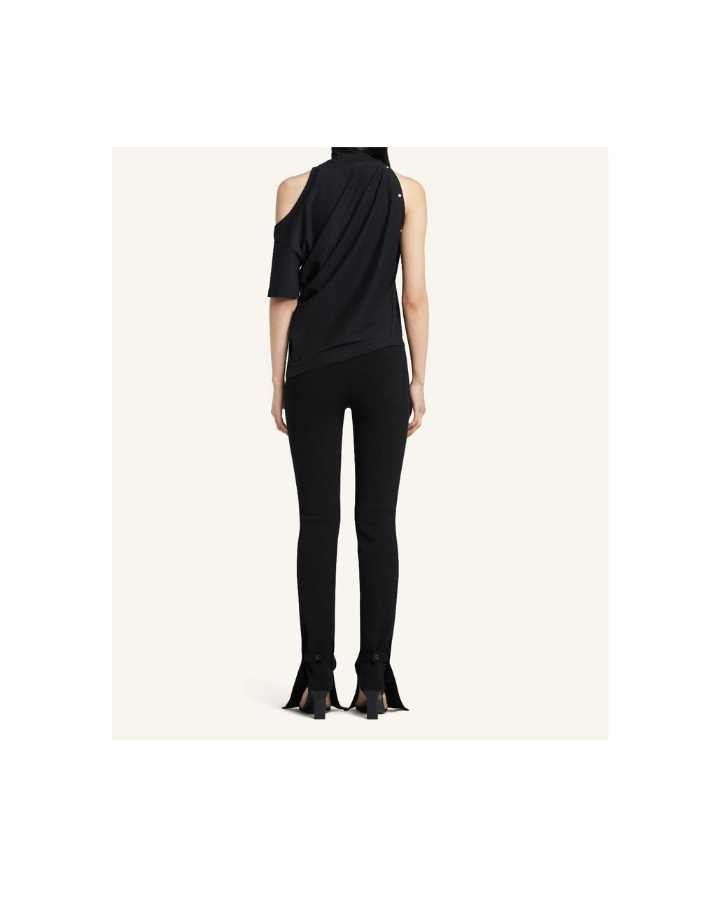 Courreges Black Courrèges Twisted Asymmetrical Cut-Out Shoulder Blouse
