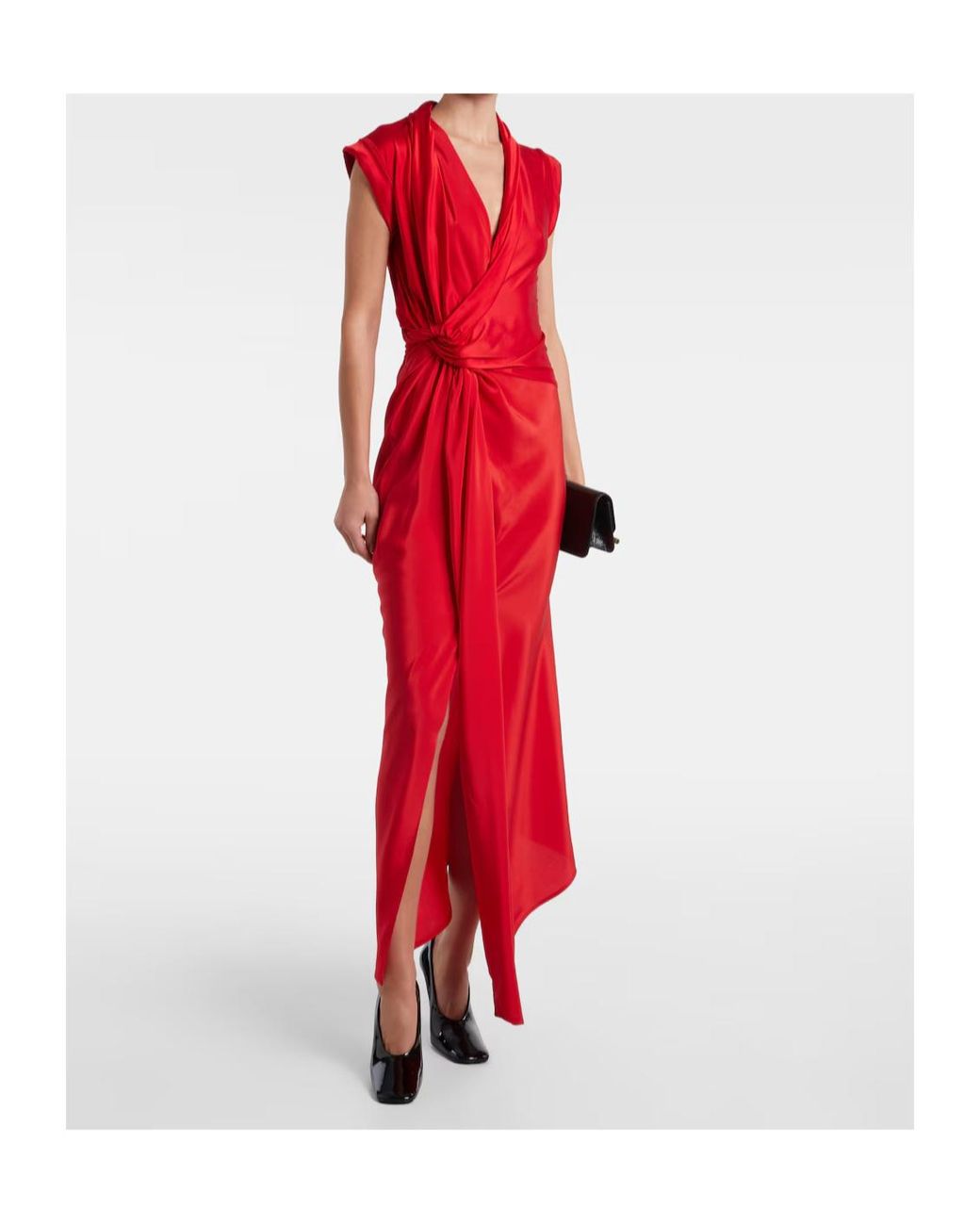 Victoria Beckham Gathered Silk-Trimmed Jersey Maxi Dress