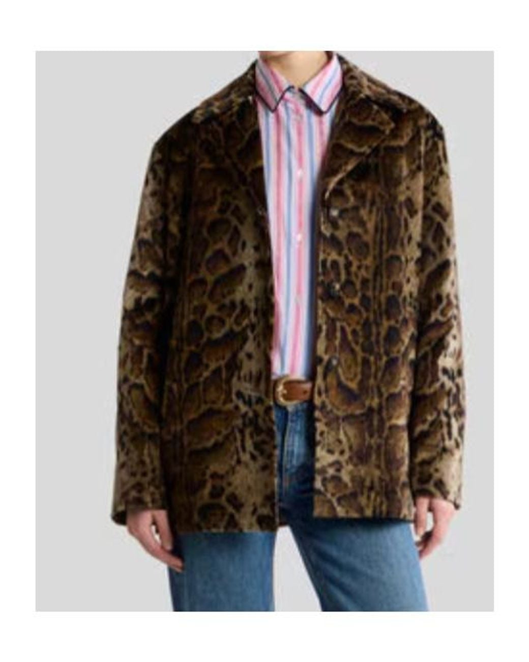Etro Brown Animal Pattern Padded Jacket