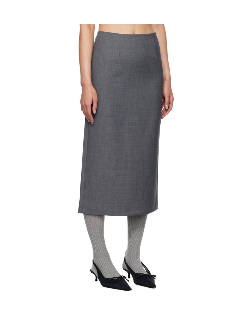 ShuShu/Tong Blue Mélange-Effect Midi Skirt