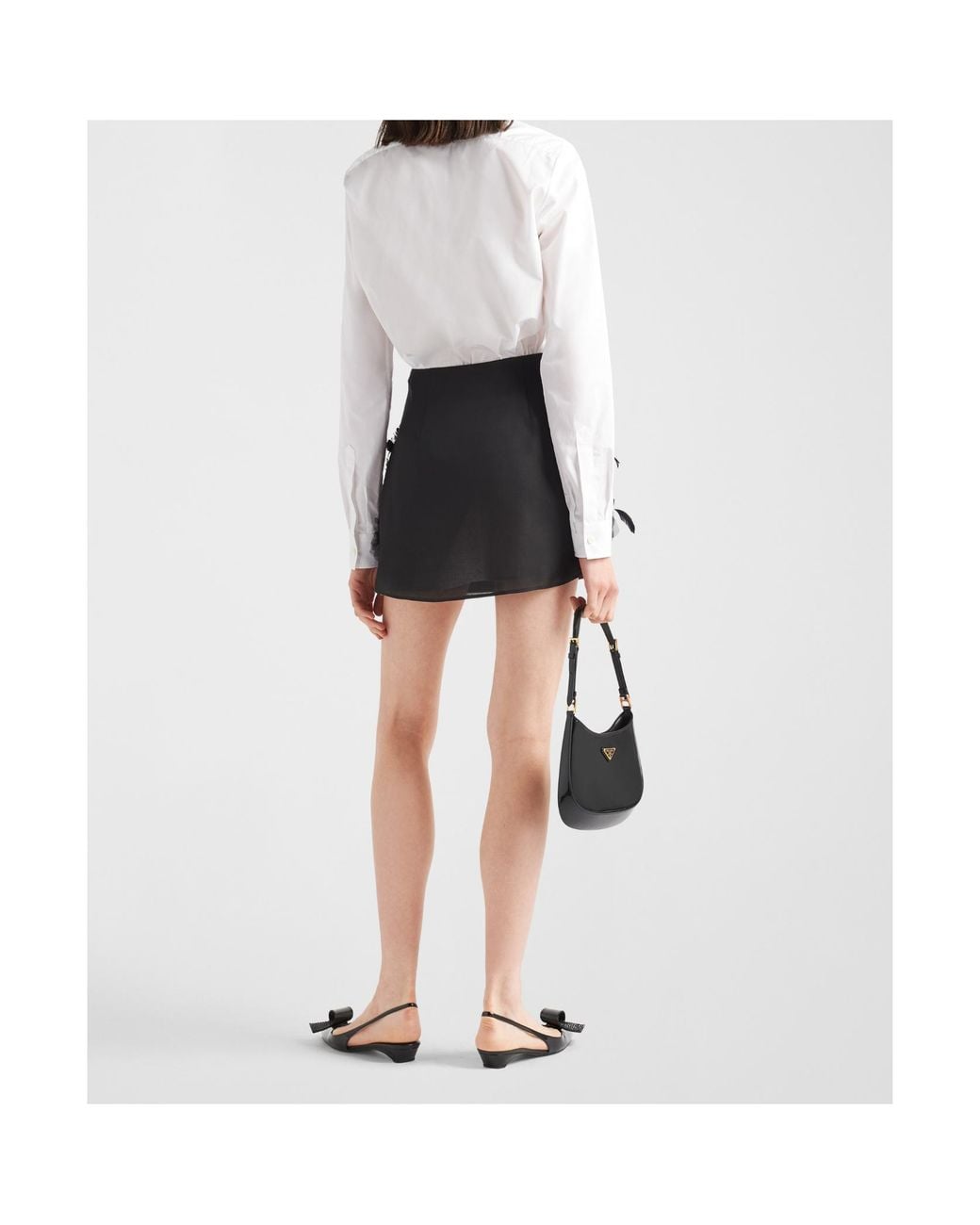 Prada Black Logo Plaque Straight Hem Skirt
