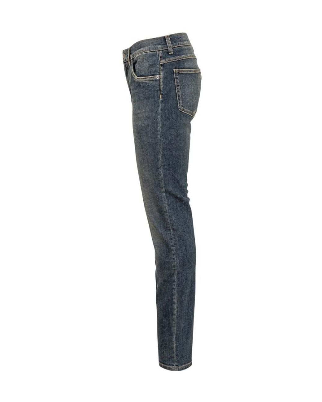 Dolce & Gabbana Blue Logo Plaque Straight-Leg Jeans for men