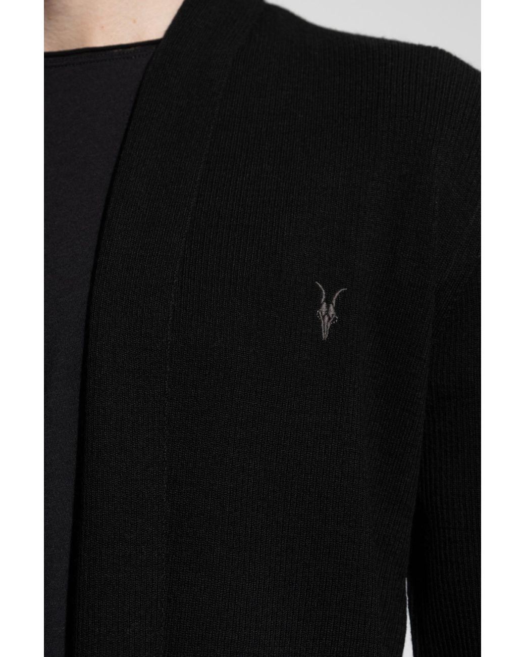 AllSaints Black Minimalist Open Knit Cardigan for men