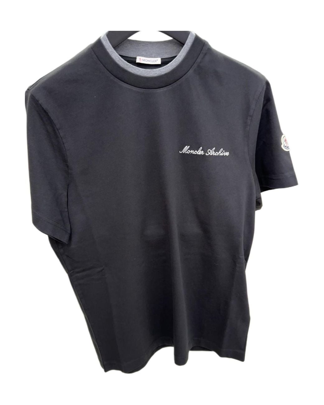 Moncler Black Logo Embroidered Crewneck T-Shirt for men