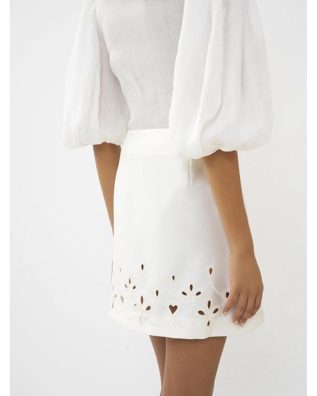 Chloé White Chloé Embroidered A-Line Mini Skirt