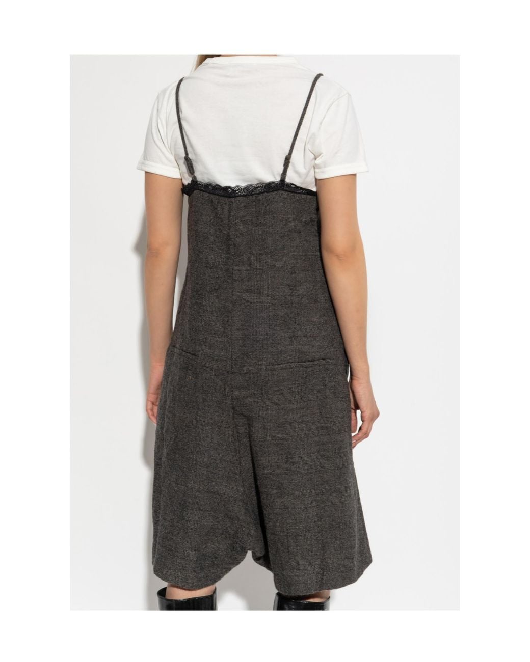 R13 Black Lace-Trimmed Wool Playsuit