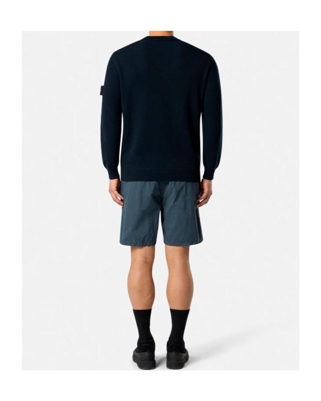 Stone Island Blue Logo Patch Crewneck Sweatshirt for men