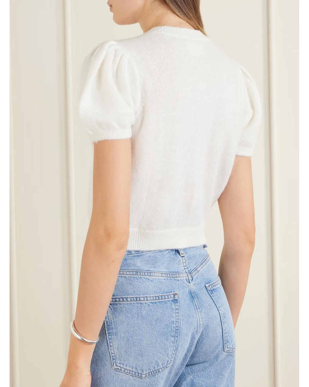 Doen White Anisa Wool-Blend Cardigan