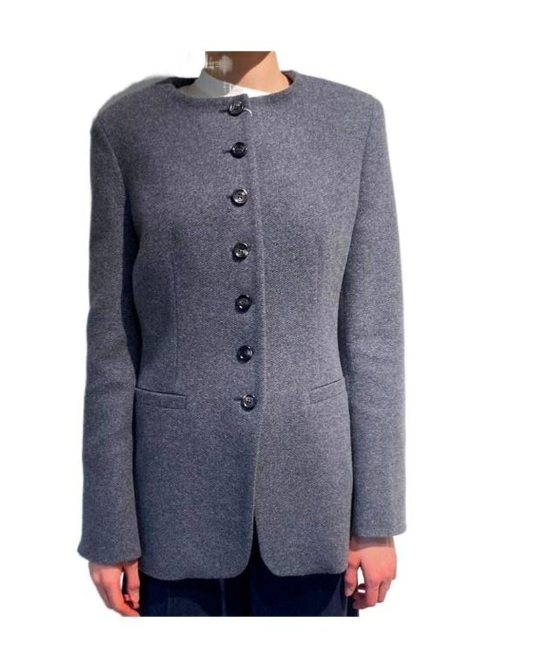 Max Mara Blue Textured Button-Front Jacket