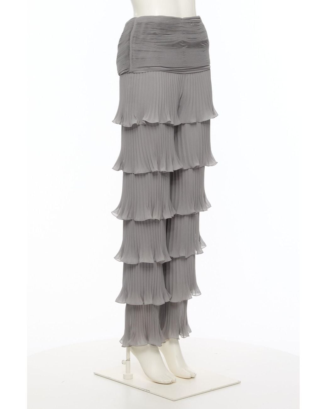 Valentino Gray Ruffled High Waist Pants
