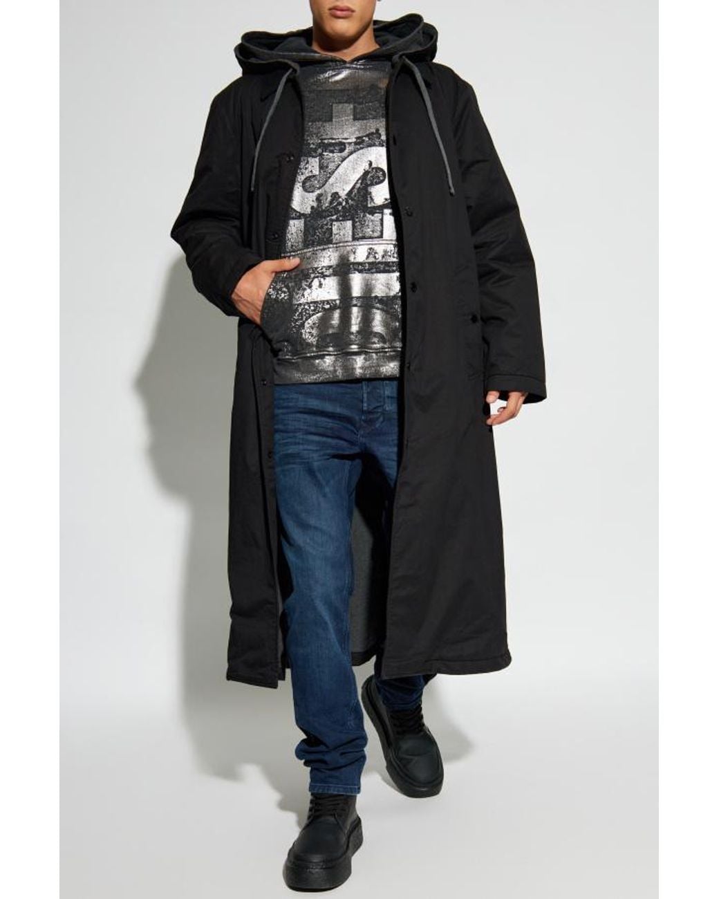 DIESEL Gray S-Boxt-Hood-Q6 Logo-Printed Hoodie for men