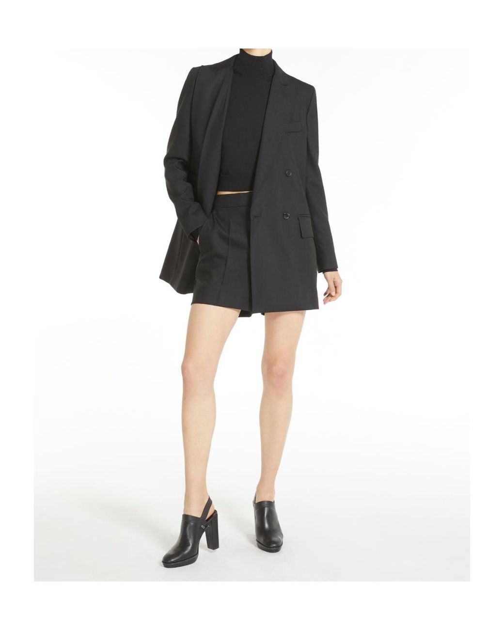 Max Mara Black Double-Breasted Long-Sleeved Blazer