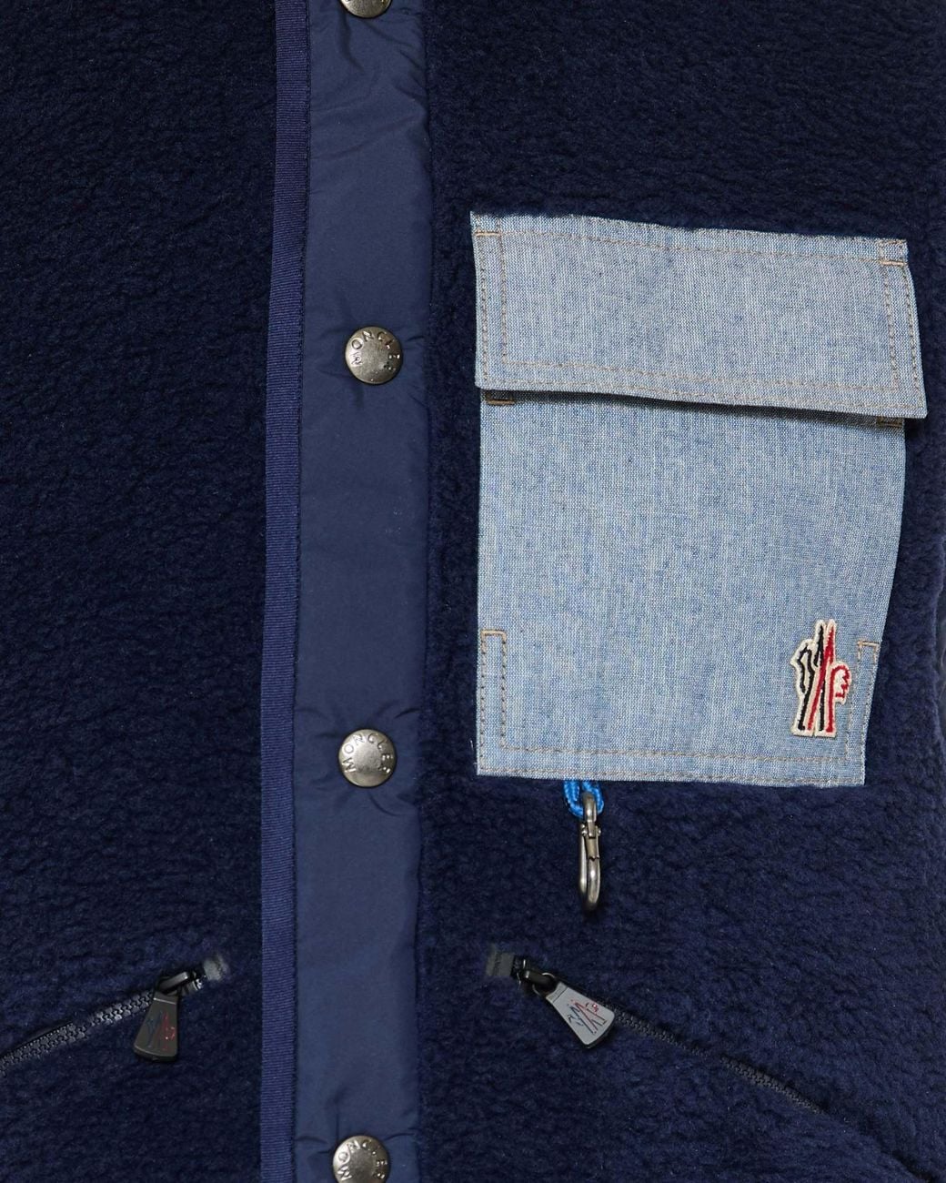 Moncler Blue Grenoble Logo-Patch Button-Up Gilet for men