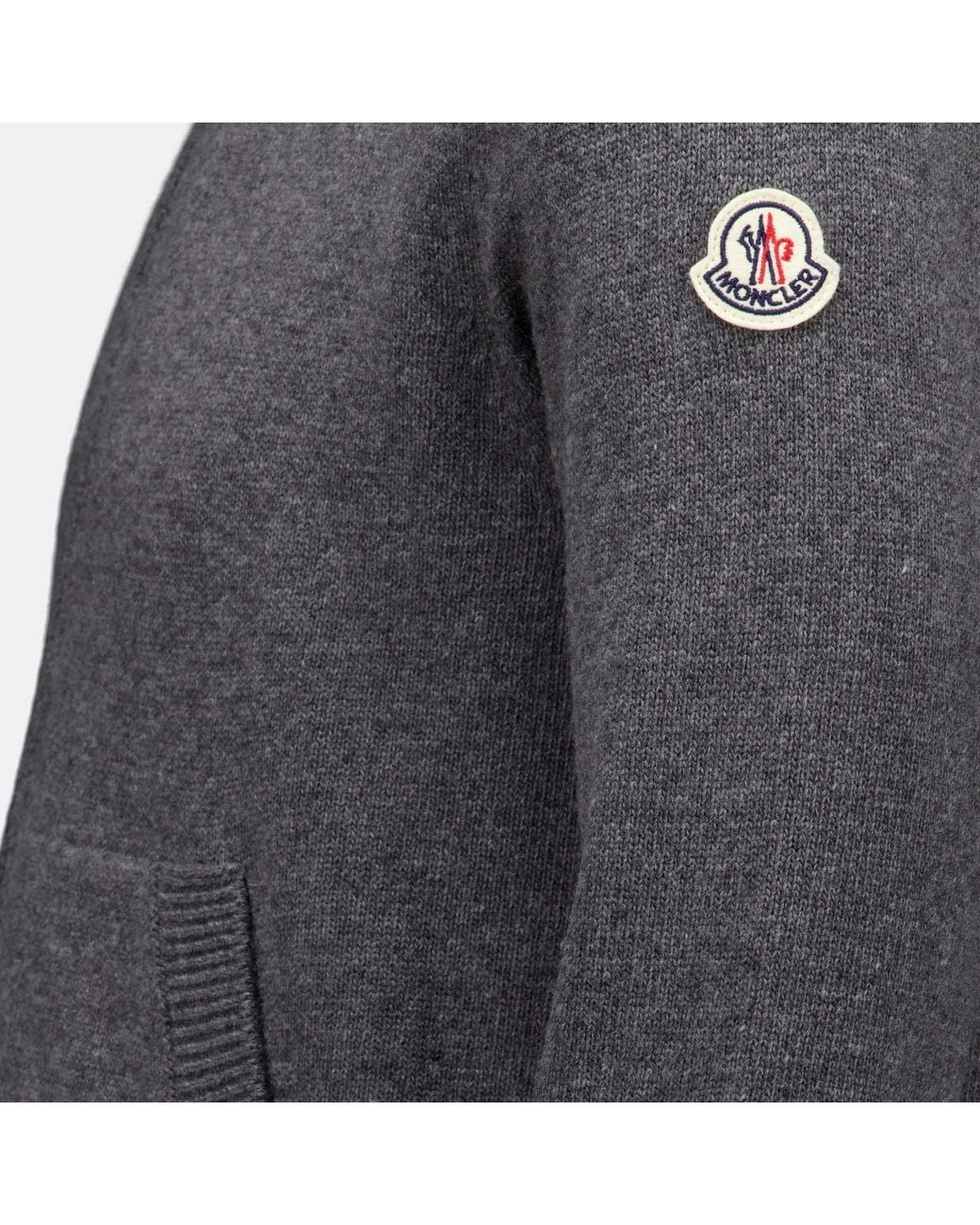 Moncler Gray Hooded Zip-Up Cardigan for men