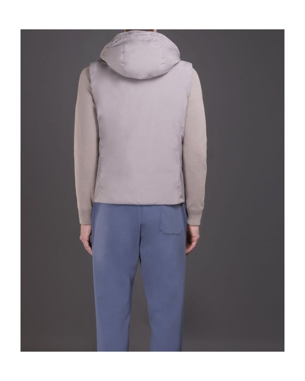 Moorer Gray Hooded Quilted Hybrid Jacket for men