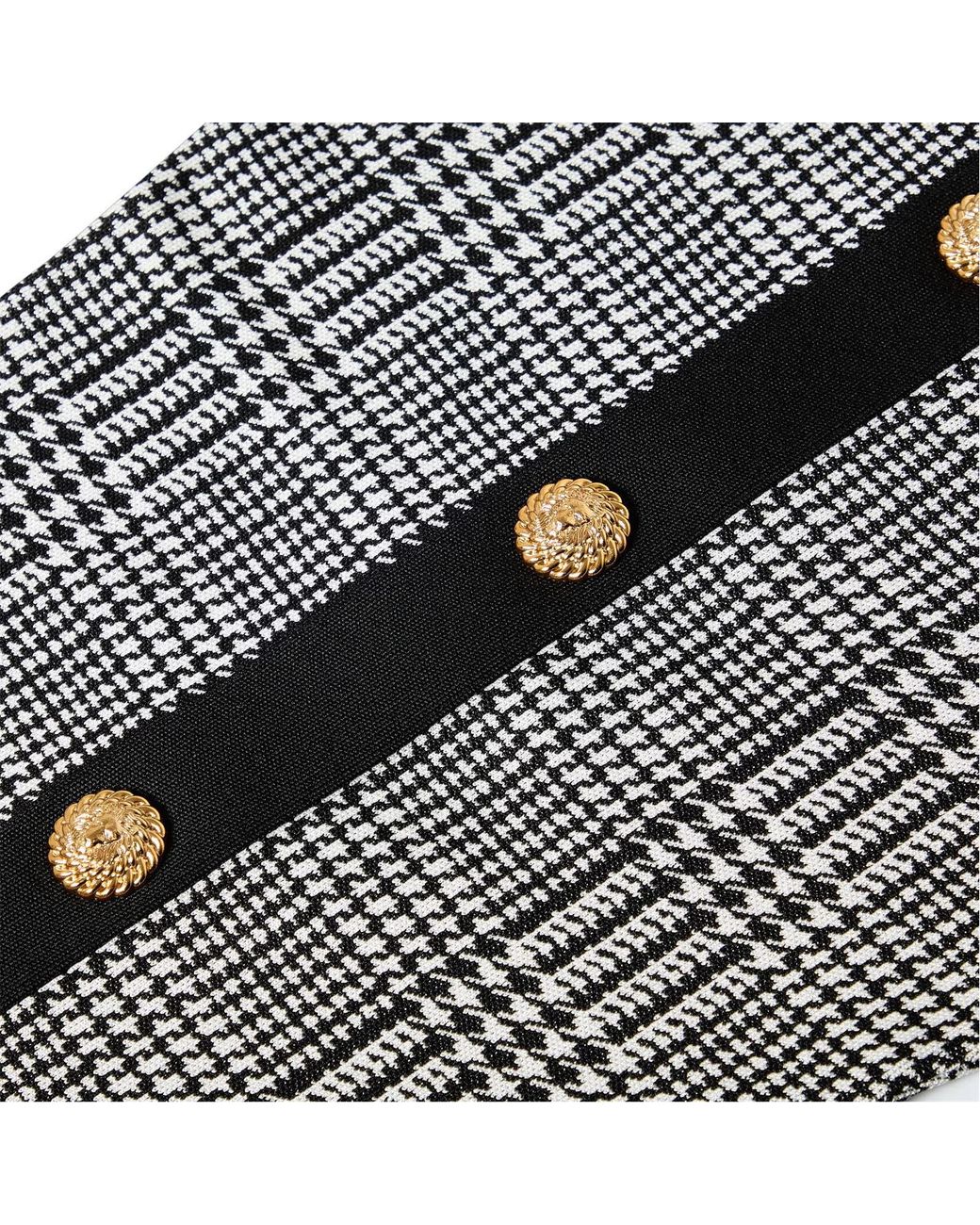 Balmain Gray Plaid Knit Dress