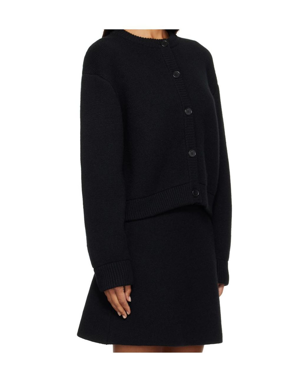 Lisa Yang Black Ribbed Crew Neck Cardigan