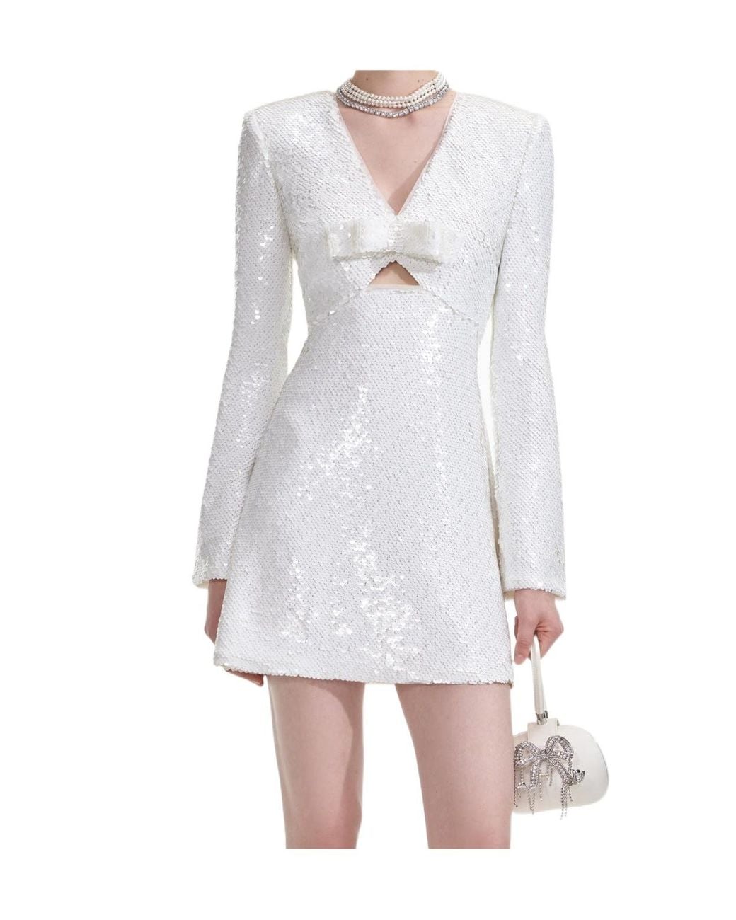 Self-Portrait White Sequin Mini Dress
