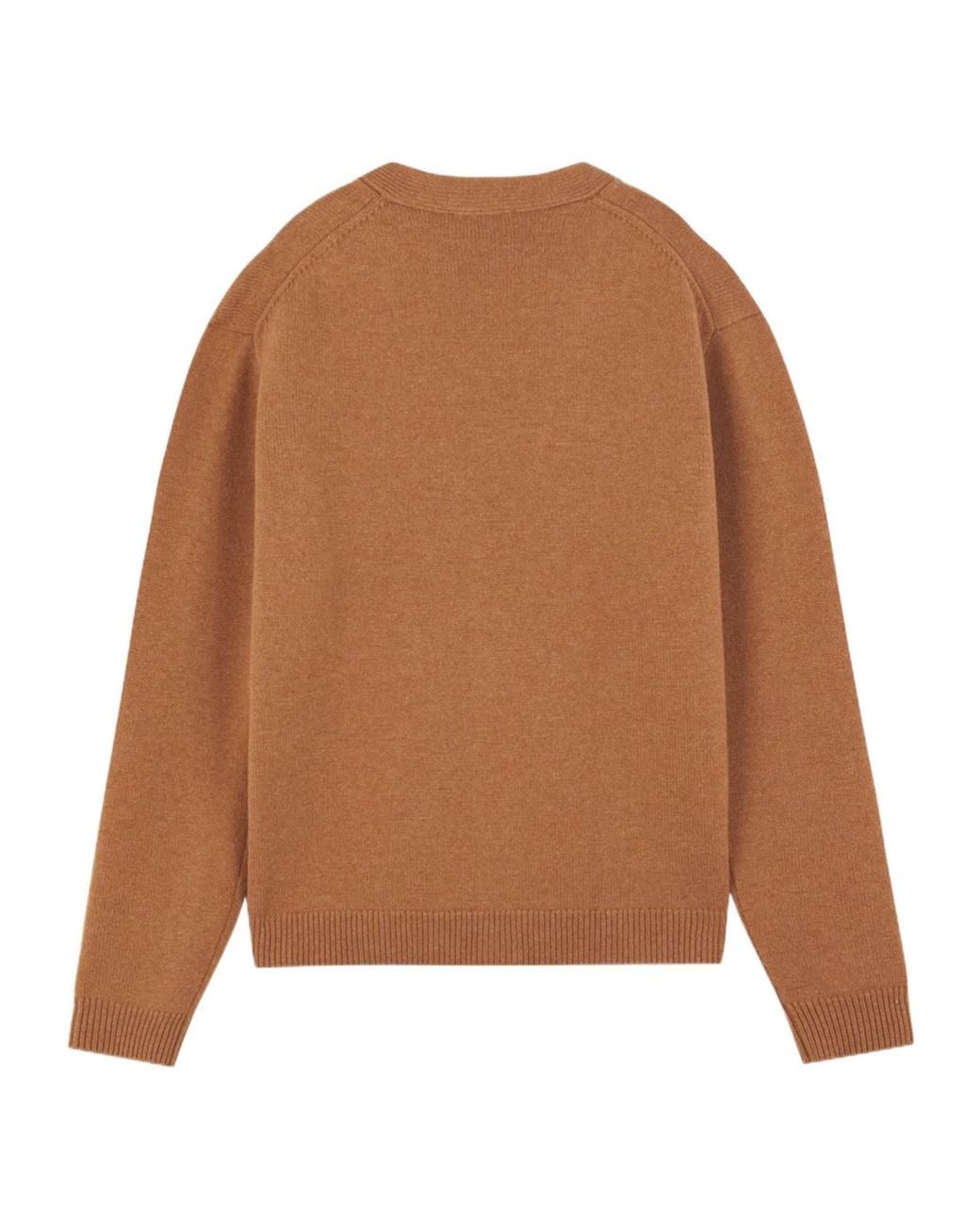 Maison Kitsuné Brown Maison Kitsuné Fox Head Intarsia-Knit Cardigan for men