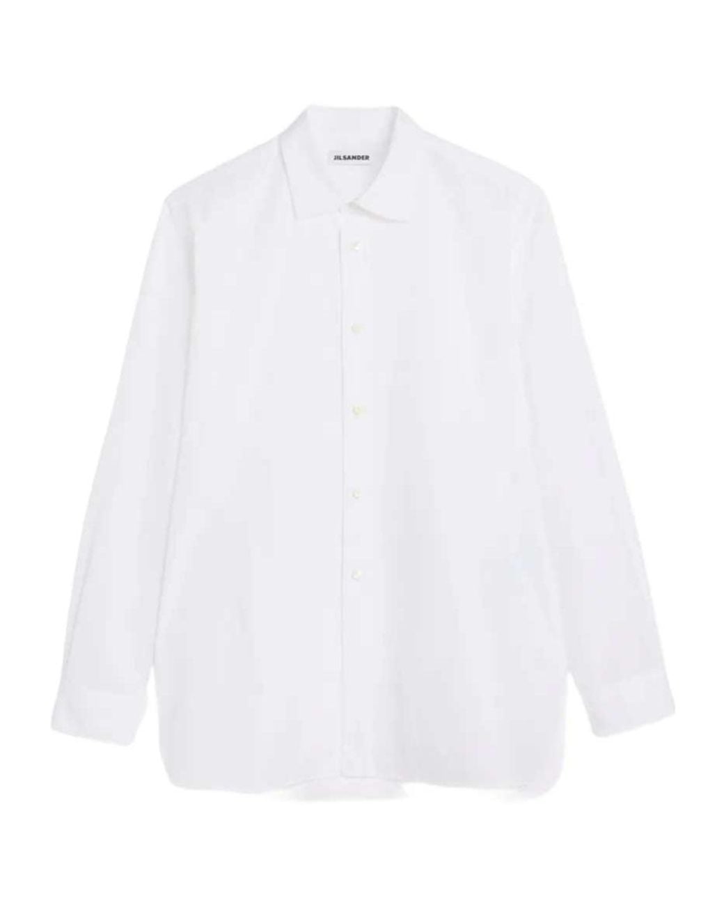 Jil Sander White Poplin Long Sleeves Shirt for men