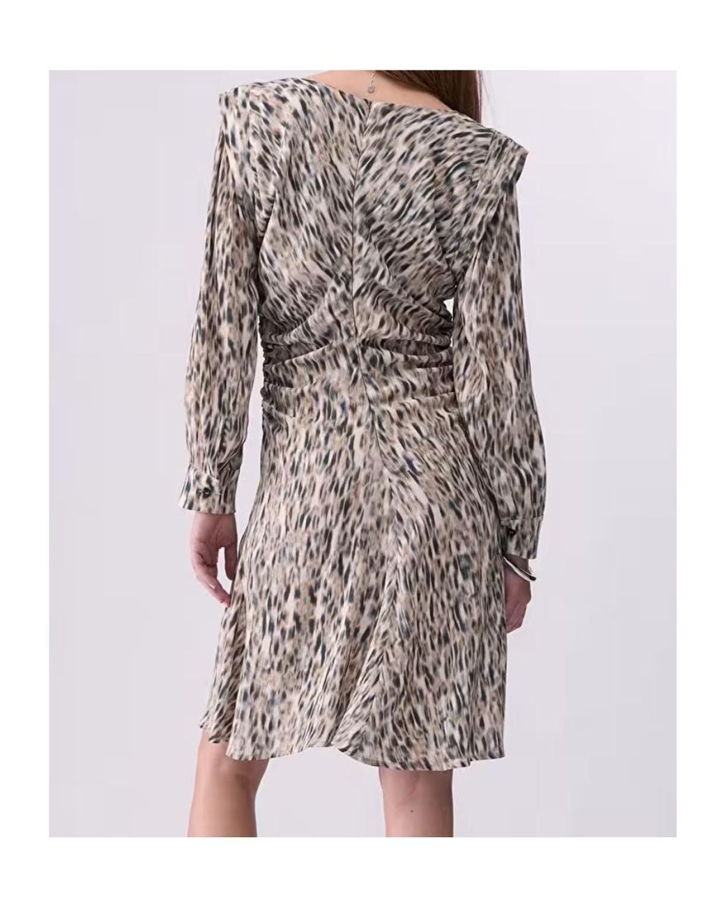 Liu Jo Gray Leopard-Print Ruched Mini Dress