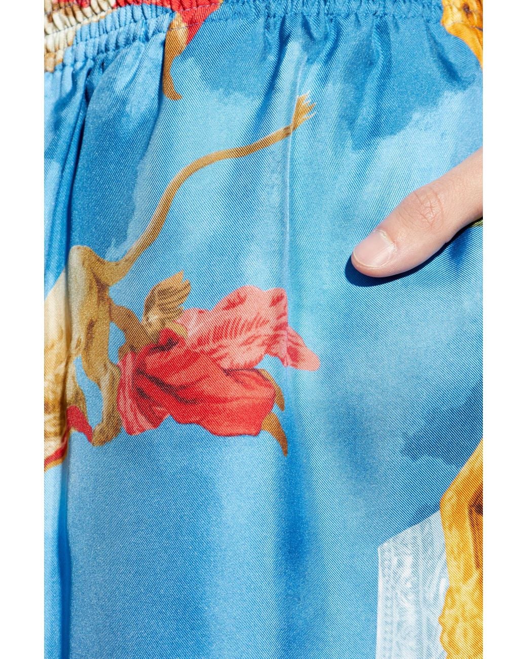 Versace Blue Pattern-Printed Elasticated Waistband Shorts for men