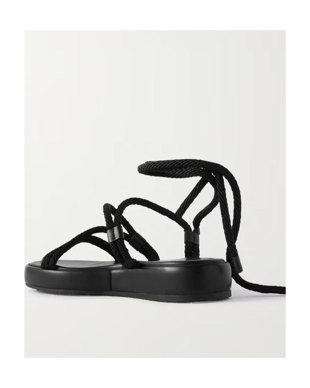 Gianvito Rossi Black Lace-Up Rope Sandals