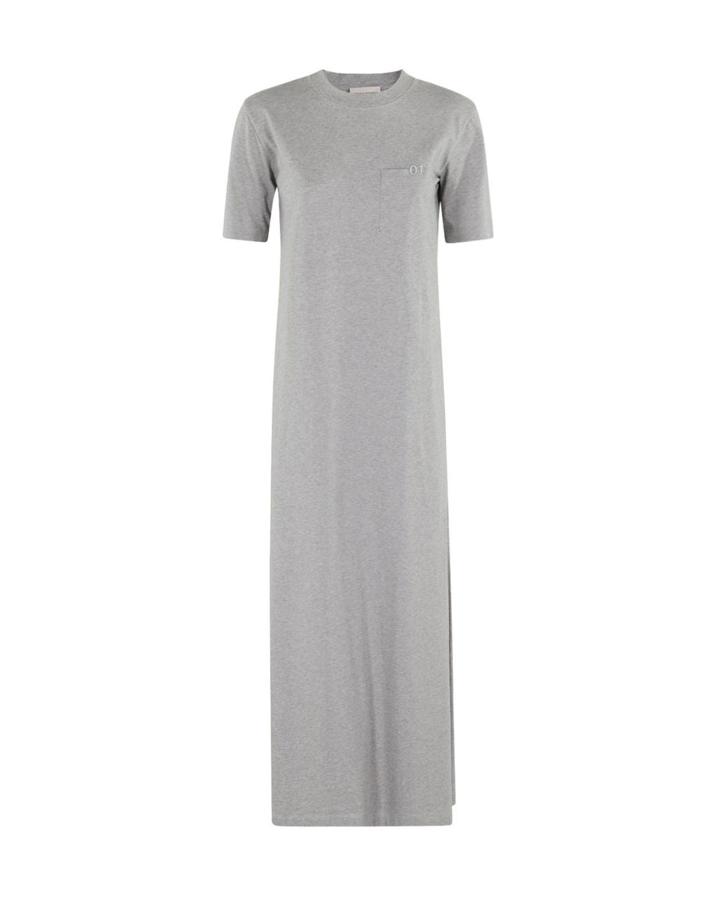 Semicouture Gray Round Neck Short Sleeve Dress