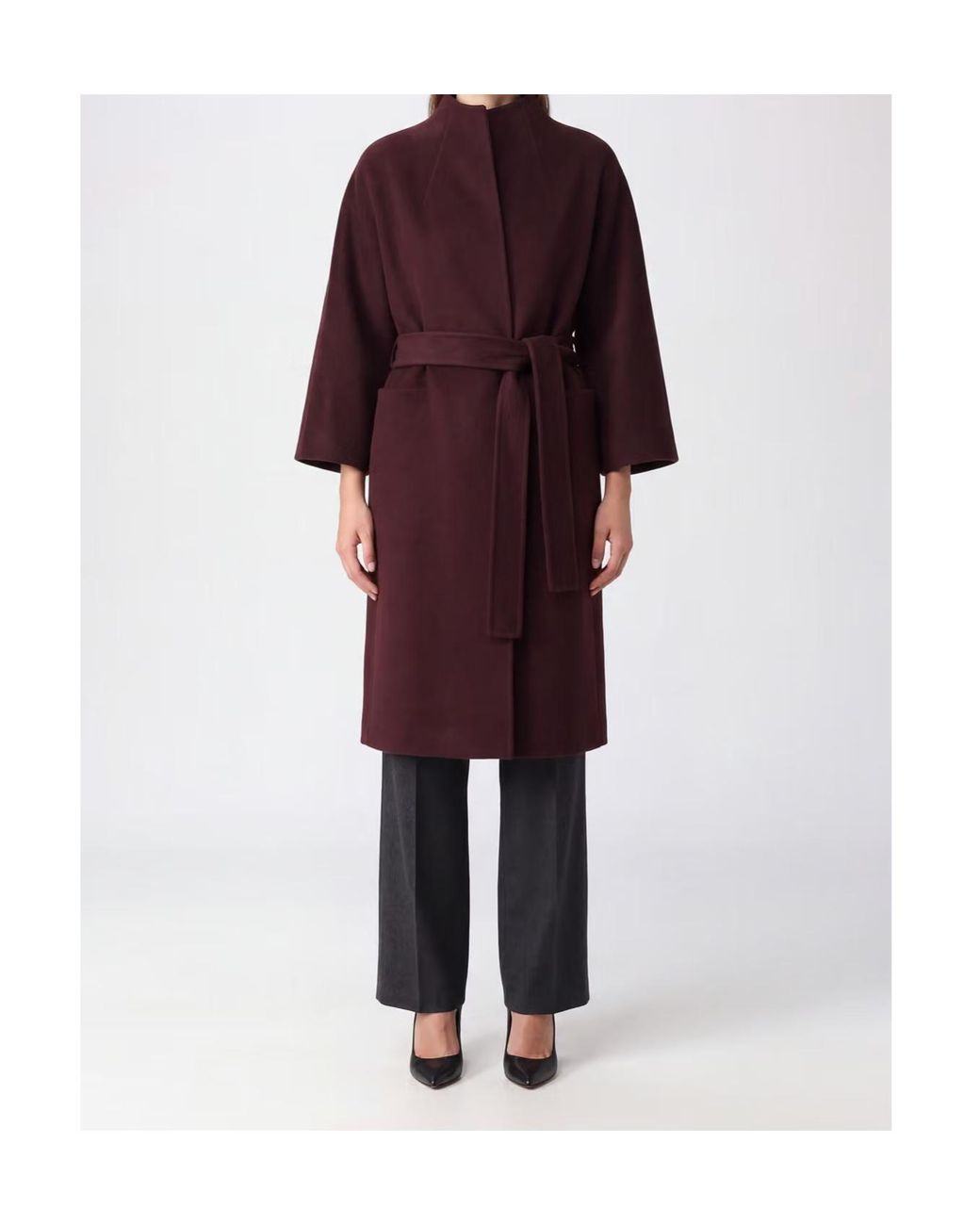 Gianluca Capannolo Red Jane Belted Kimono-Sleeve Coat
