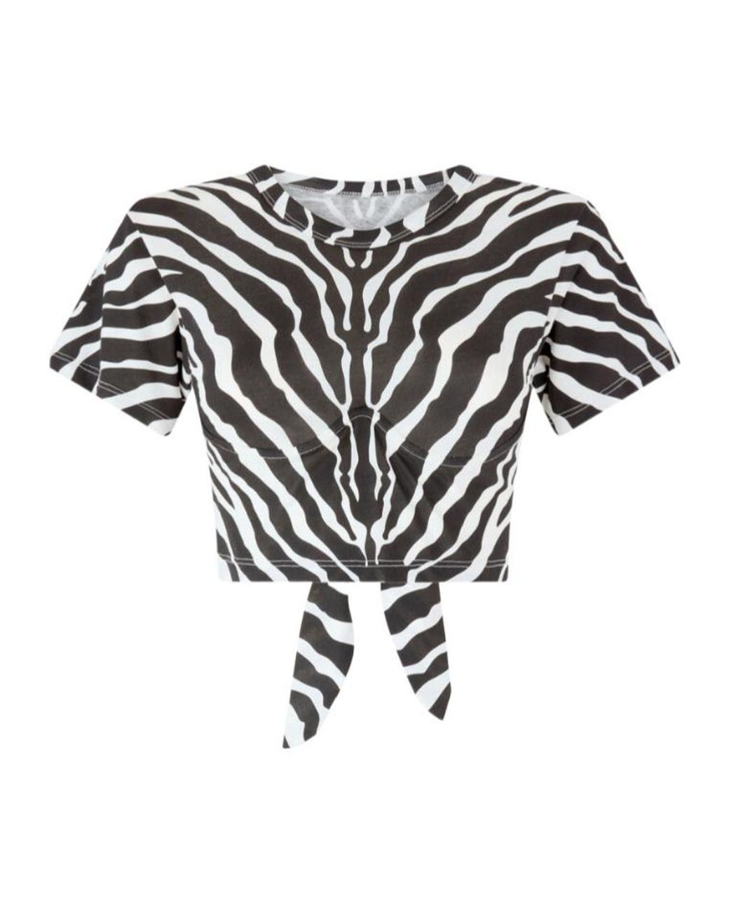 The Attico Black Zebra-Print Tie Top