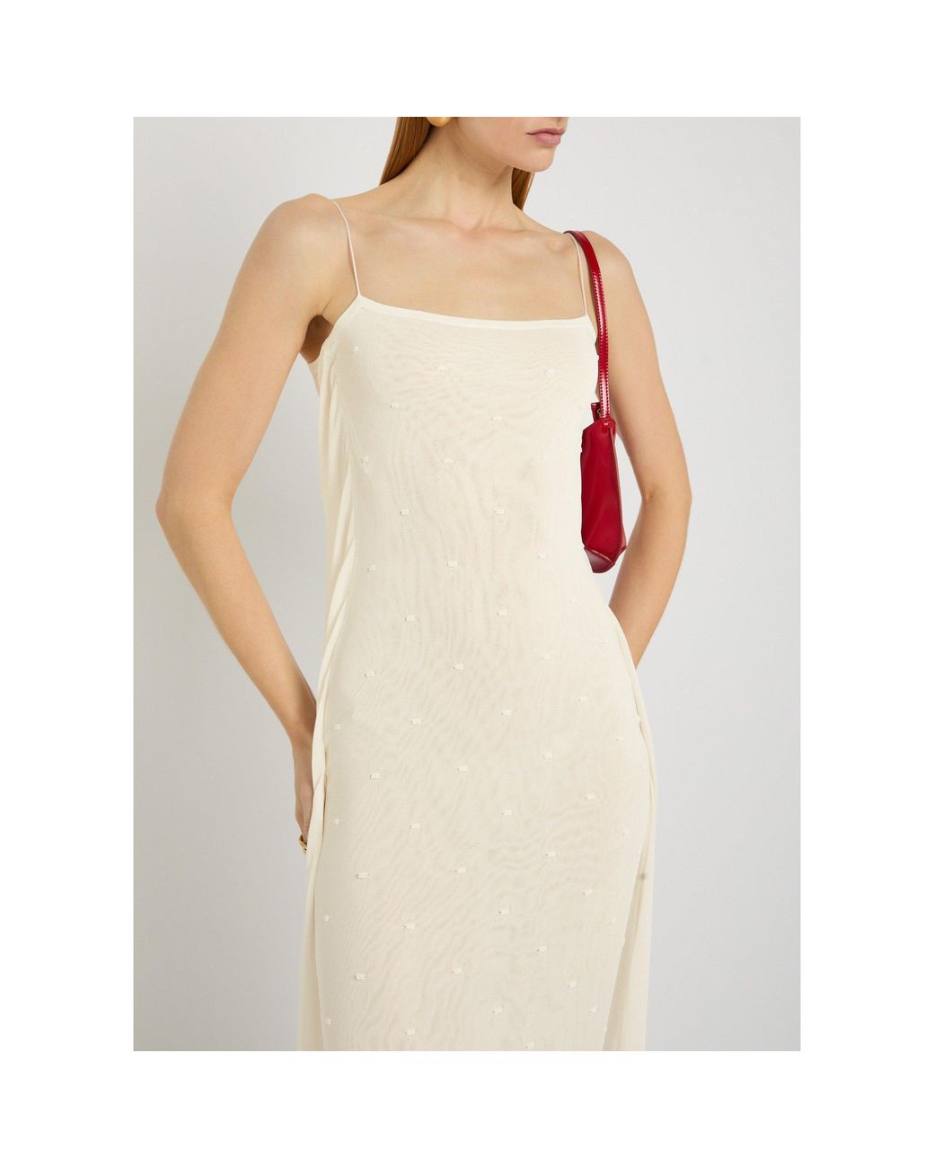 Jacquemus White Square-Neck Mesh Dress