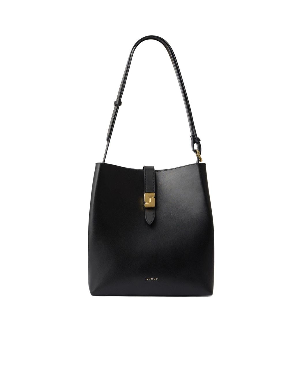 Soeur Black Minimalist Bucket Bag