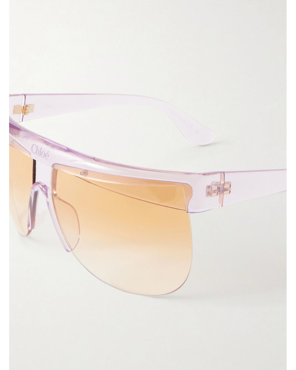 Chloé White Chloé Eyewear Explorer Geometric-Frame Logo Lettering Sunglasses