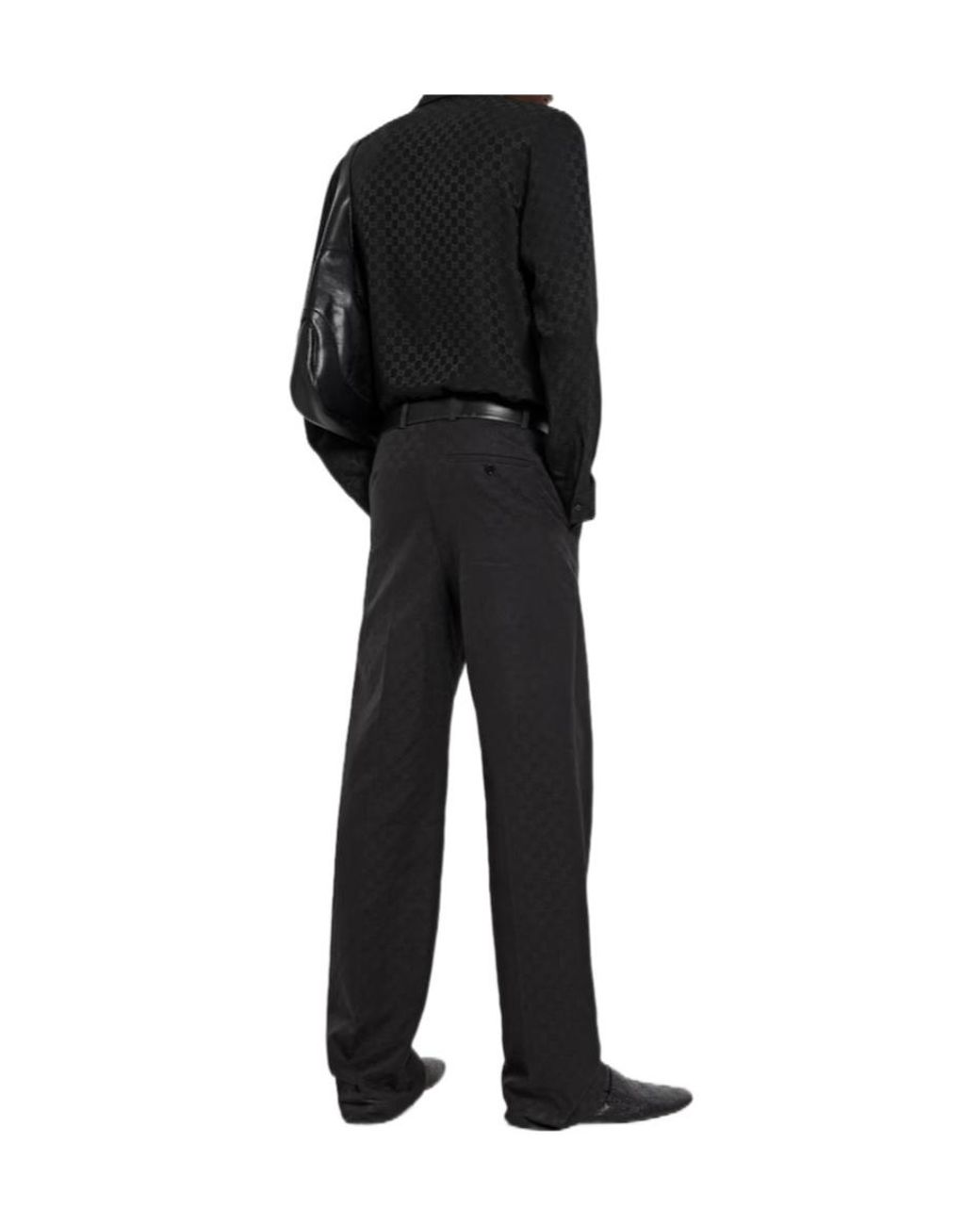 Gucci Black Monogrammed Collared Long-Sleeve Shirt for men