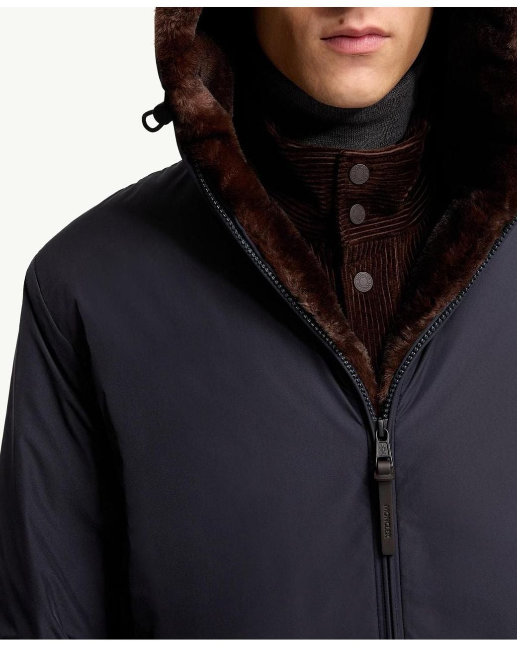 Moncler Blue Zambood Hooded Short Down Jacket for men