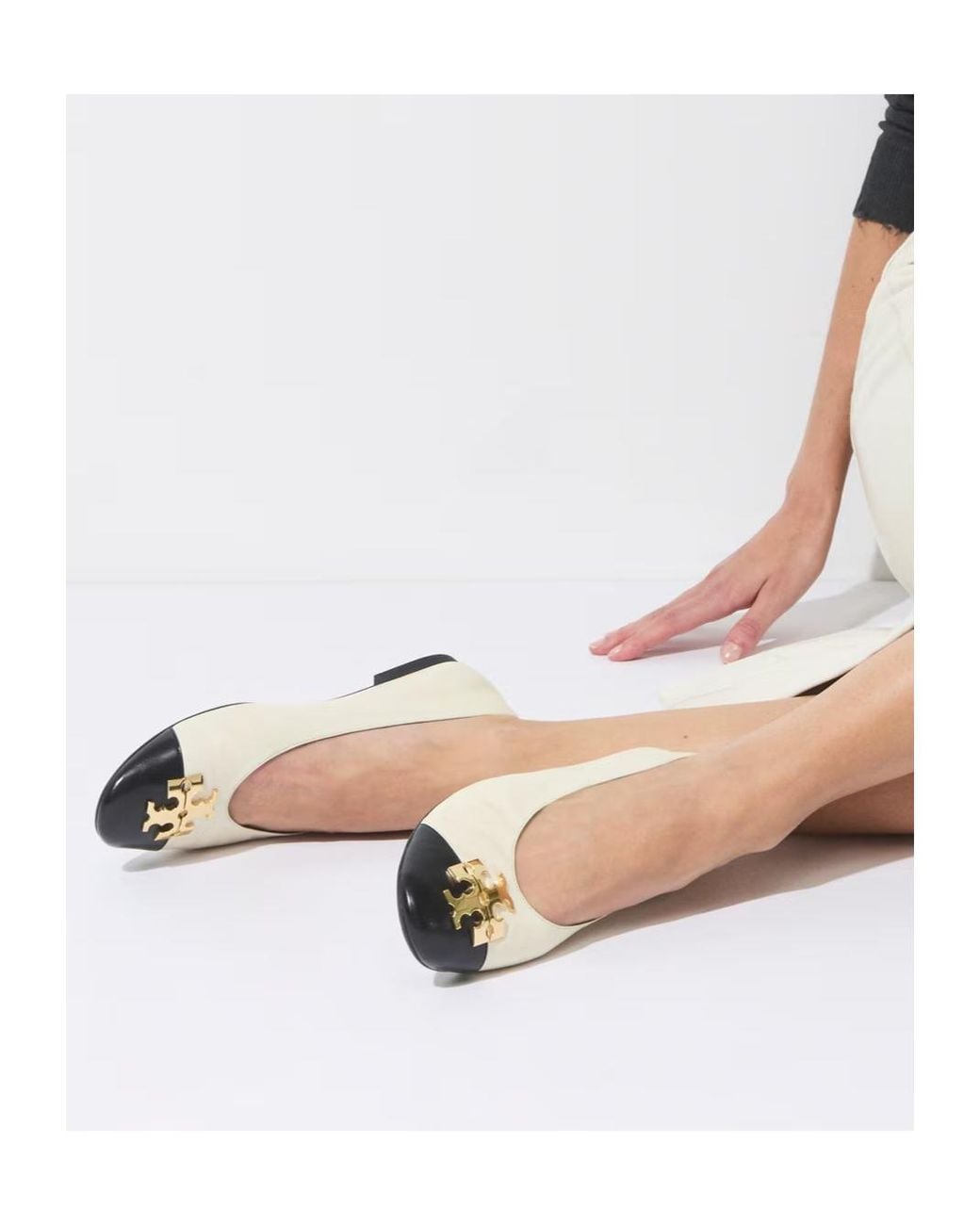 Tory Burch Multicolor Charlie Logo-Plaque Ballet Flats
