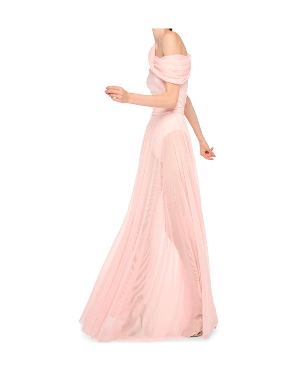 Norma Kamali Pink Cowl-Neck Maxi Dress