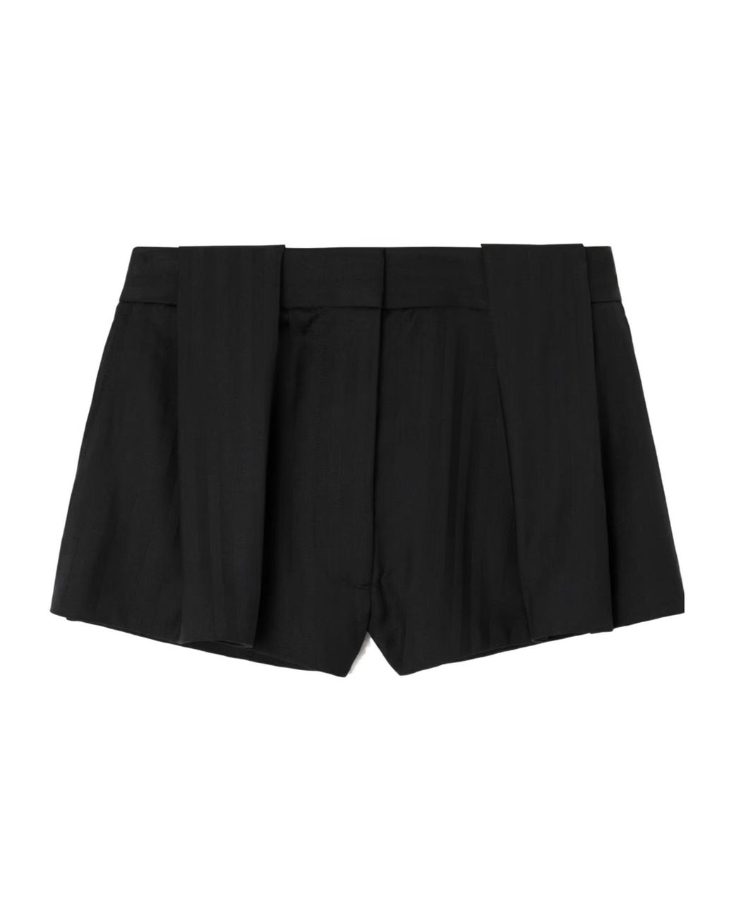 Stella McCartney Black Pleated Wool Jacquard Shorts