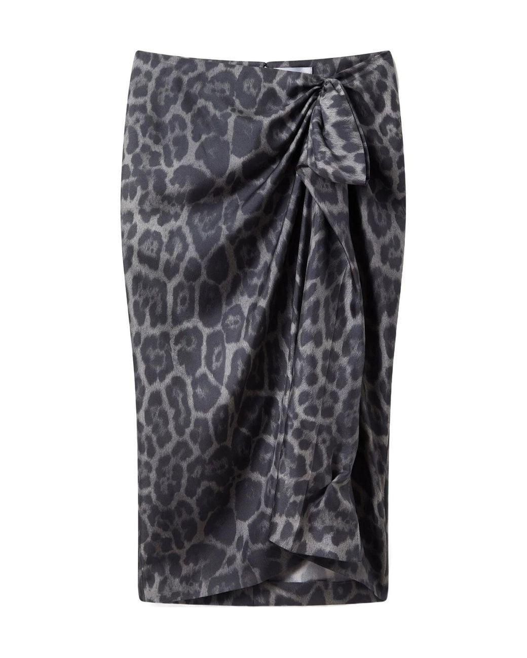 Stella McCartney Gray Knotted Asymmetric Leopard Midi Skirt