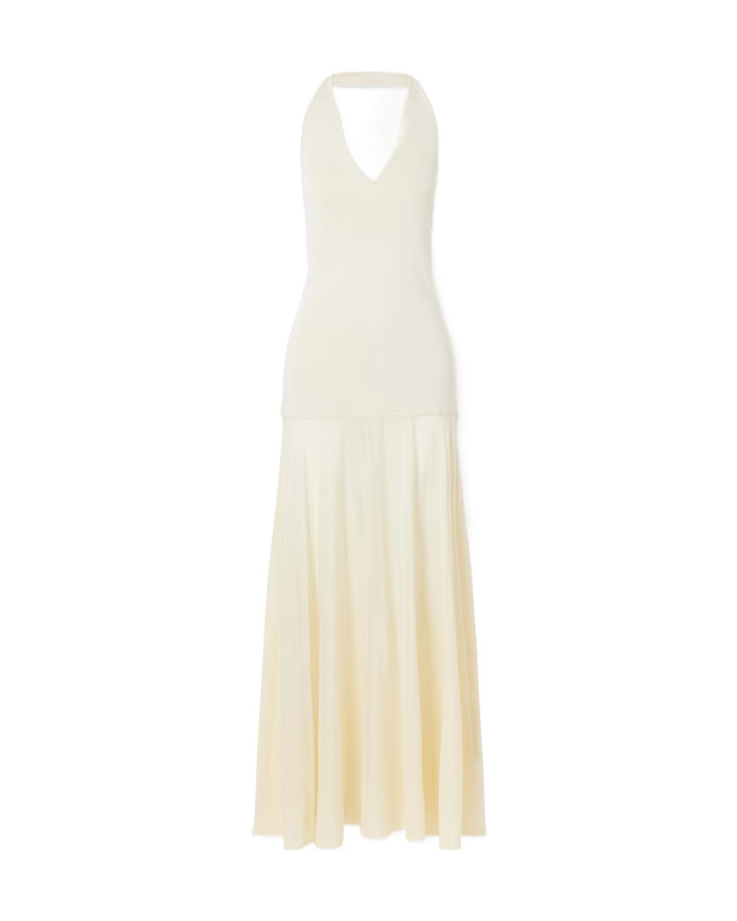 St. Agni White Circle Mesh And Crepe Halterneck Maxi Dress