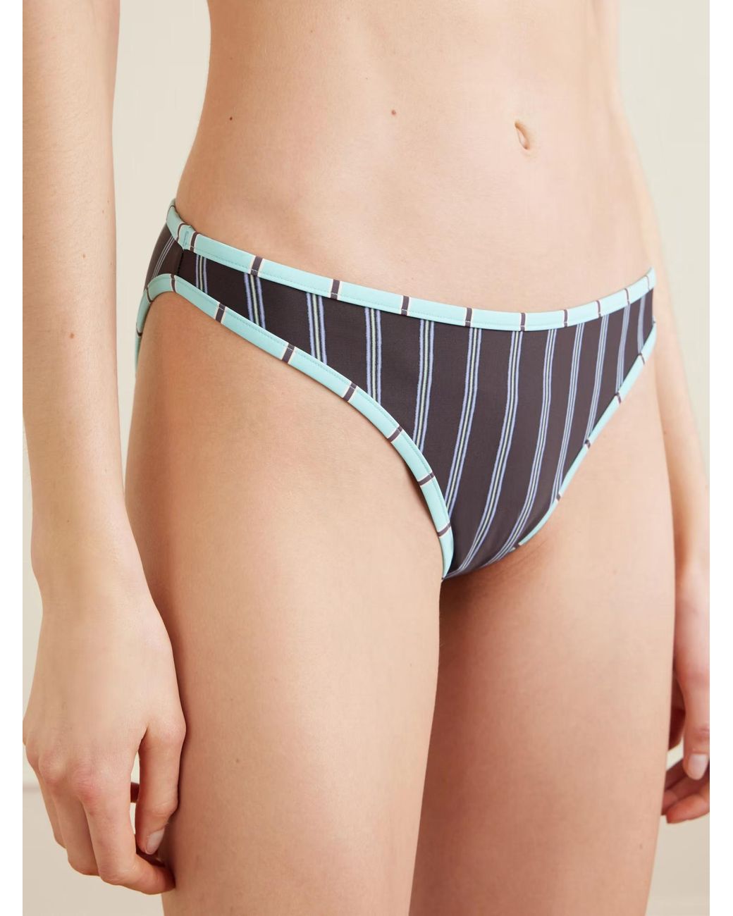 Staud Blue Coto Striped Bikini Briefs