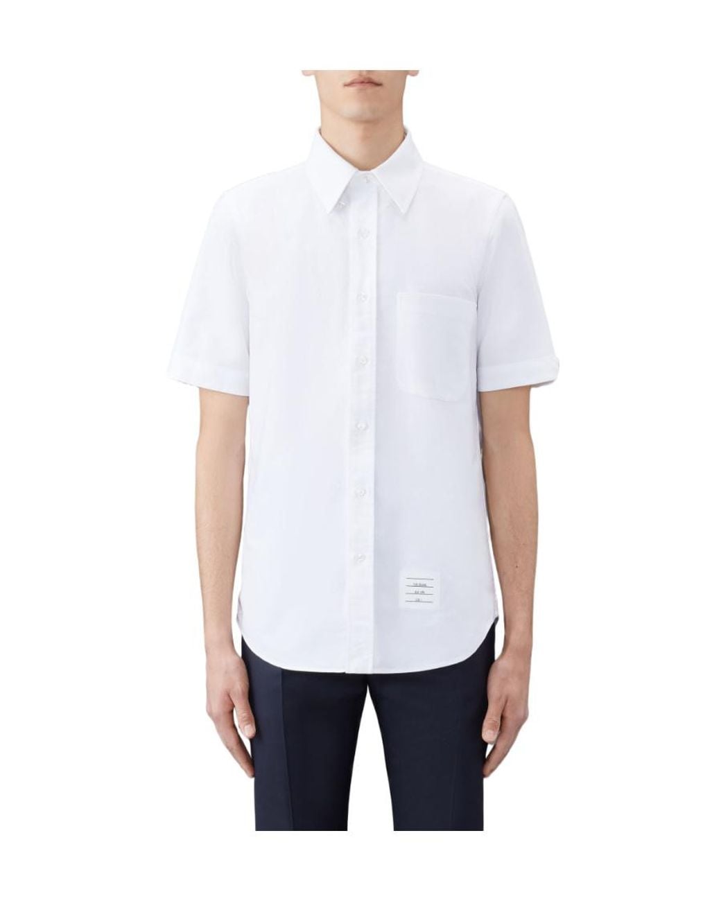Thom Browne White Short Sleeved Buttoned Shirt for men