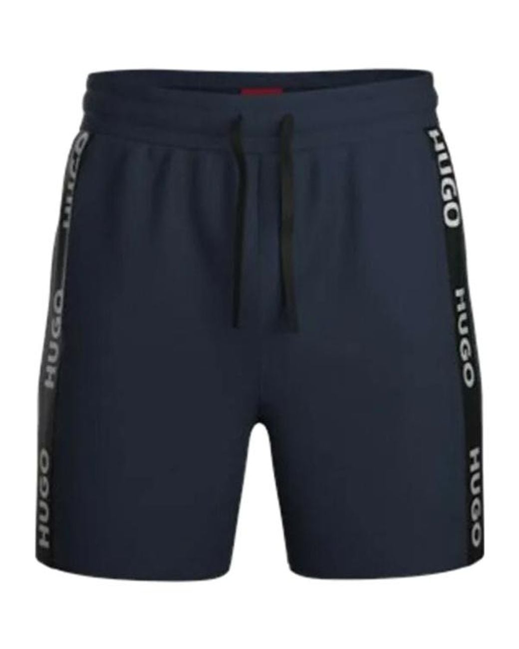 Boss Blue Hugo Logo Tape Drawstring Shorts for men