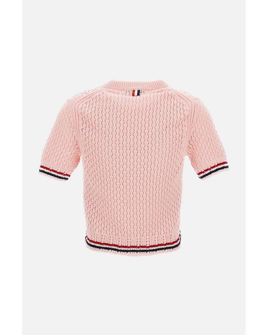 Thom Browne Pink Hector Pointelle Knitted T-Shirt