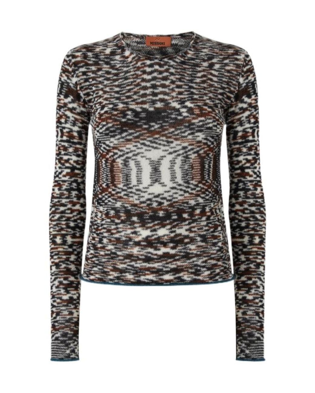 Missoni Black Flame Pattern Crew Neck Sweater