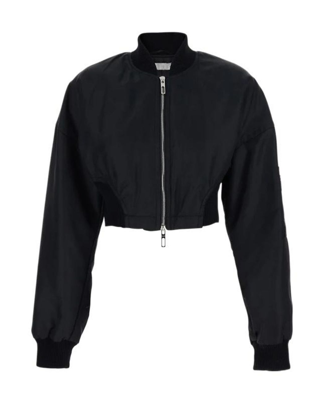 Sportmax Black Crop Jacket Tech Fabric Polyamide Coat