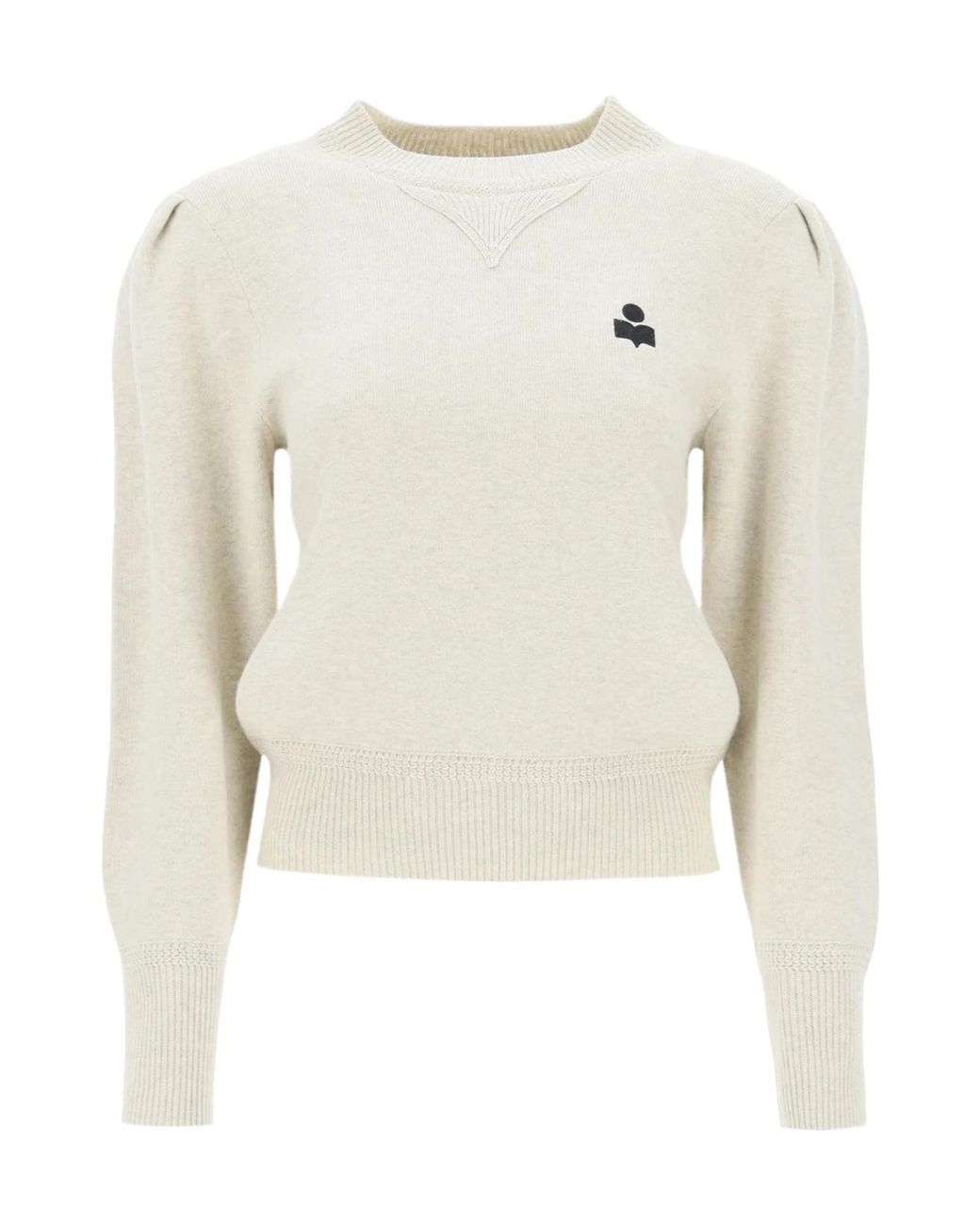 Isabel Marant White Kelaya Sweater With Balloon Sleeves